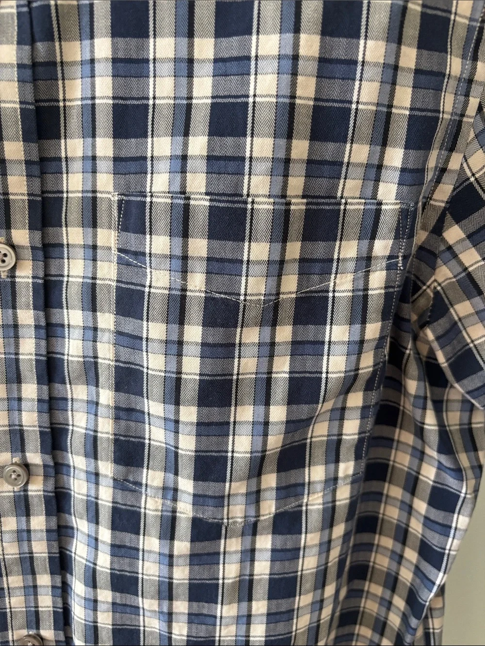 Banana Republic Navy and White Plaid Cotton Button-Down Shirt